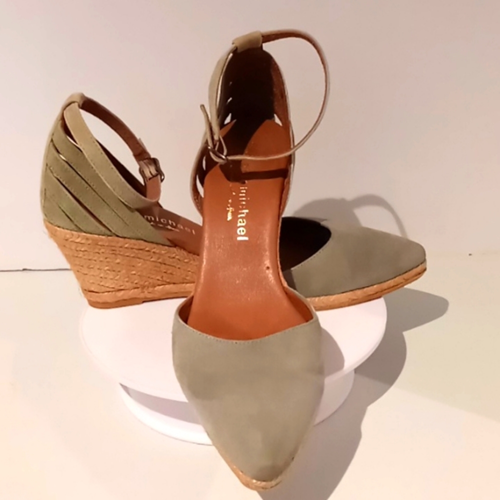 Eric Michael - Vera- Wedge Espadrilles - Mint Green Sueded Leather - Spain -39/9